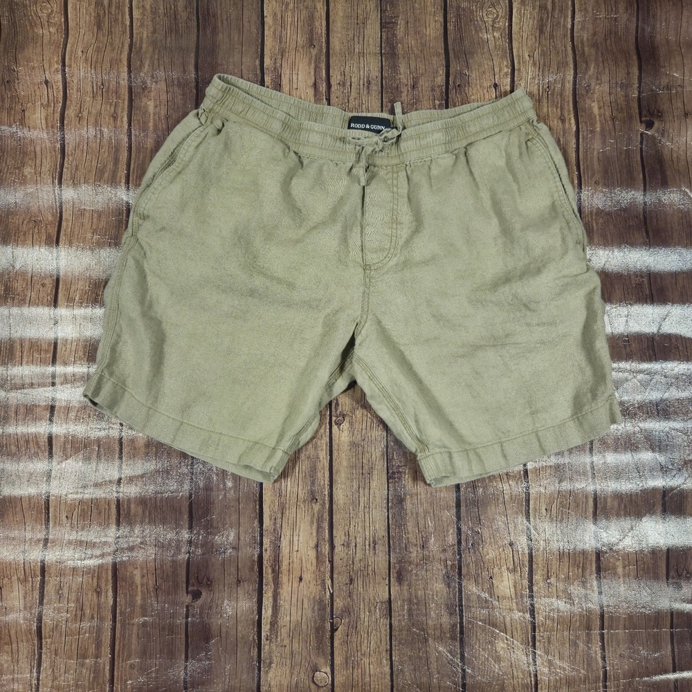 Rodd & Gunn Linen Resort Shorts Mens XL Tan 8" Inseam Coastal Casual Minimalist